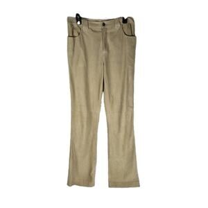 Lauren Ralph Lauren Pants Women's 8 Biege 100% Suede Straight Leg Acetate Lined